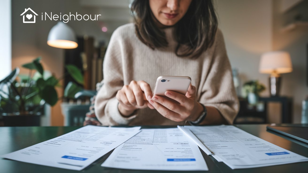 Woman using her smartphone to manage Residential E-Billing Solutions and digital payments.